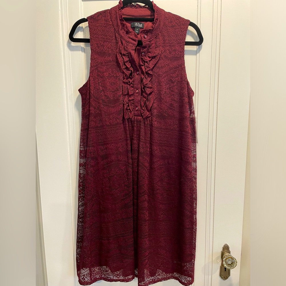 NWT - ANA Burgundy Sleeveless Dress - Size 8